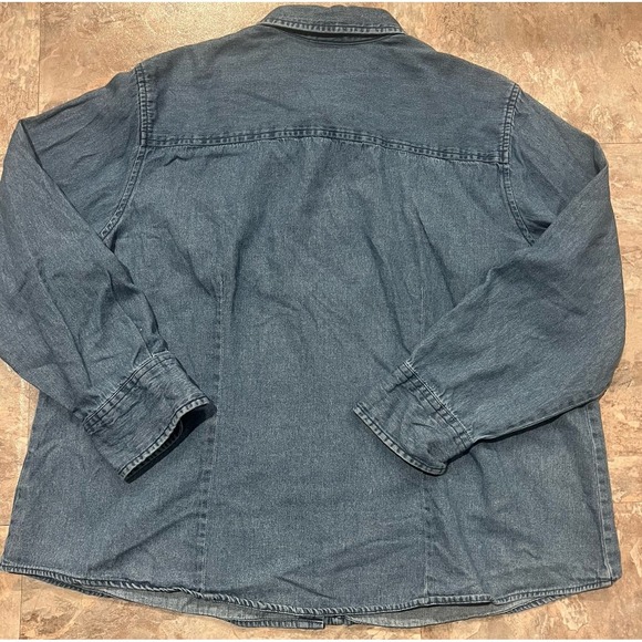 90s Denim Button Up Christmas Shirt Snowman Embroidered Holiday Top Womens XL - Picture 10 of 10